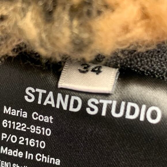 STAND STUDIO Size S Maria Tan Black Polyester Wool Checkered Notch Lapel Coat - Picture 7 of 9